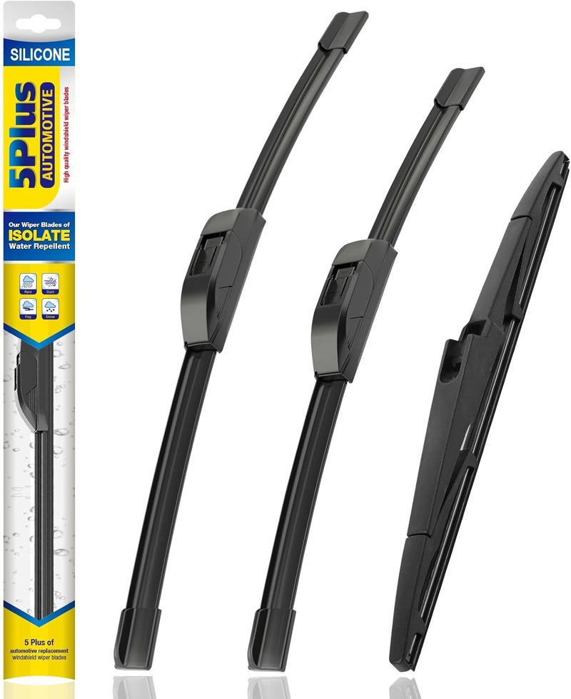 5PLUS ® Windshield Wipers Replacement for Hyundai Santa Fe 2023-2019 Kia Sorento 2020-2016 Sportage 2022-2017,Silicone Water Repellent Wiper Blades-26"/16"/11"(Set of 3), OEM Fit, All-Season - Image 1